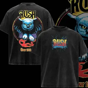 (Collection)Vintage Rush Band T-Shirt Rock Music Shirts Rush Band T-Shirt short-sleeved shirts unisex family clothing O