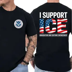 I Support ICE Vintage ICE Enjoy Deportation Unisex T-Shirt, Vintage Patriotic Statement Back Print, USA Flag Graphic Style Tee for Men, Casual Freedom Streetwear, Everyday Wear Gift, Made in USA