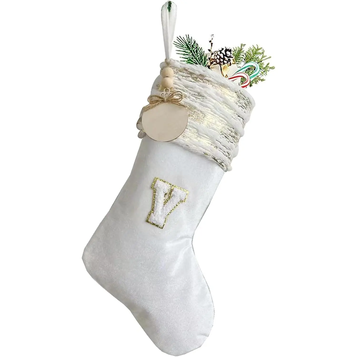 Sports & Outdoor Polyester Cable Knitted Christmas Stockings - 20in Large Classic Xmas Hanging Stockings with Wood Hook, Name Tags, Personalized Family Holiday Party Decor for Children, Fits Christmas Tree, Banister, Doors