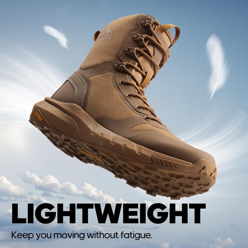 NORTIV 8 Men's Military Tactical Boot 8 Inches Round Toe Laced Closure Lightweight Comfortable for Work All Day Side Zipper Motorcycle Combat Hiking Boots Durable Black Supportive Protection Outdoor Sturdy