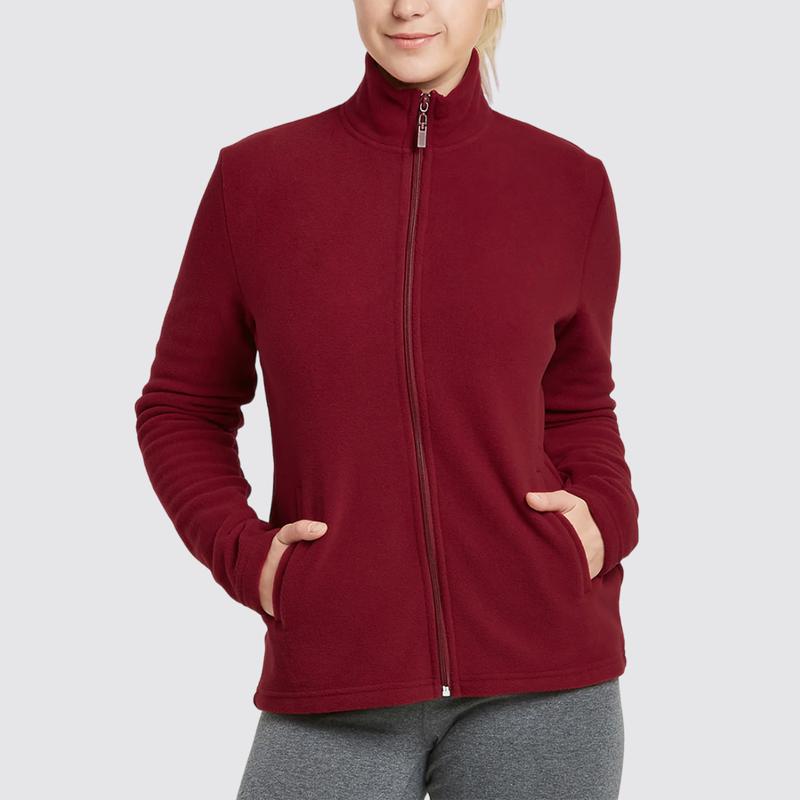 Women’s Polar Fleece Jacket with Pockets Full Zip Up S-3XL Regular & Plus Long Sleeve Lightweight Warm Coat Spring Fall Winter Activewear Womenswear