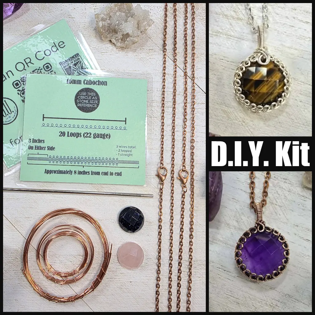 DIY Make TWO Loop Bezel Pendants Available in Copper or Silver Plated Wire