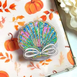 Preppy Floral Seashell Magnetic Phone Grip, Coquette Summer Magsafe Kickstand, Trendy Coastal Girly Aesthetic Gift For Her