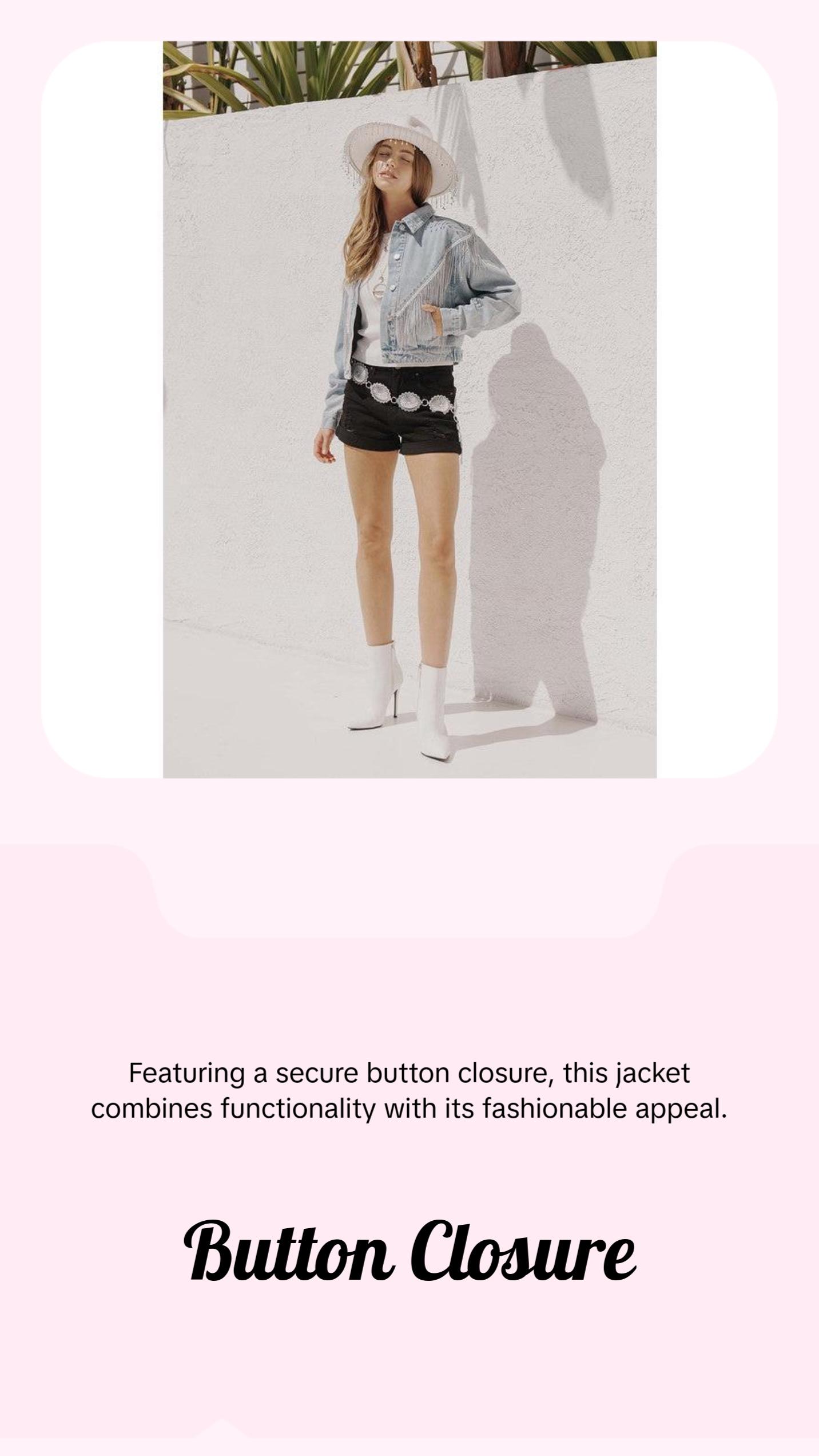 Denim Chevron Fringe Jacket