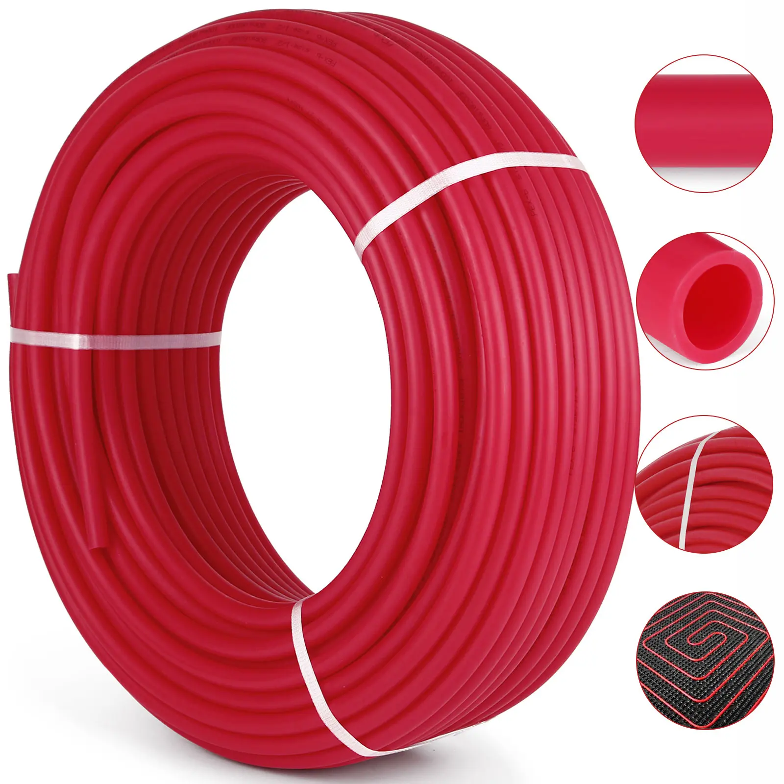 【Summerfinds】VEVOR 3/4\" X 500Ft PEX Tubing Oxygen Barrier O2 EVOH Pex-B Red Hydronic Radiant Floor Heat Heating System Pex Pipe Pex Tube (3/4\" O2-Barrier 500Ft/Red)