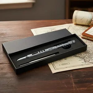 Premium Bolt Action Writing Pen, Matte Grey Aluminum Executive Pen, Multipurpose Tactical Style EDC Tool for Men, Precision Balanced Metal Pen with Refillable Ink, Elegant Gift Box