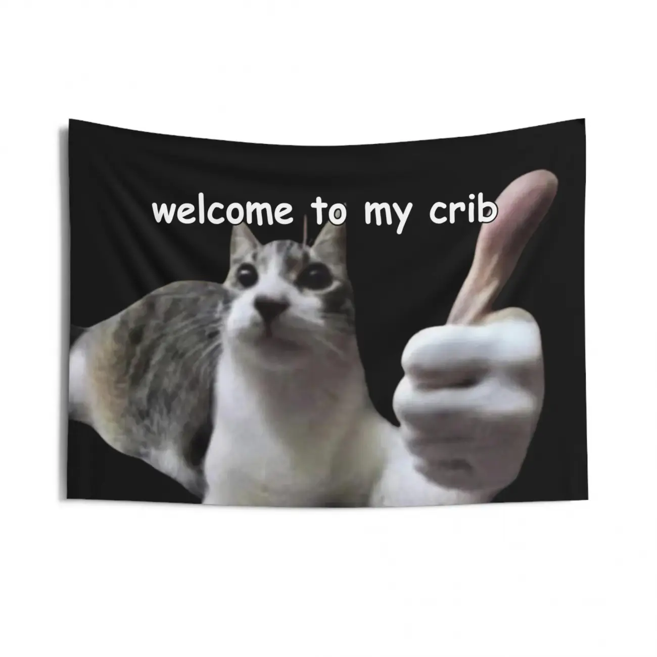 Welcome to My Crib and Fun Cat Emoji Patterned Tapestries , Bedrooms, College Dorms |     Funny & Lightweight Decorative Wall Hangings,chill room accessories roo easy hang wall art flag Motivational Poster multiple option Backdrop Photo Print Prop tiktoks