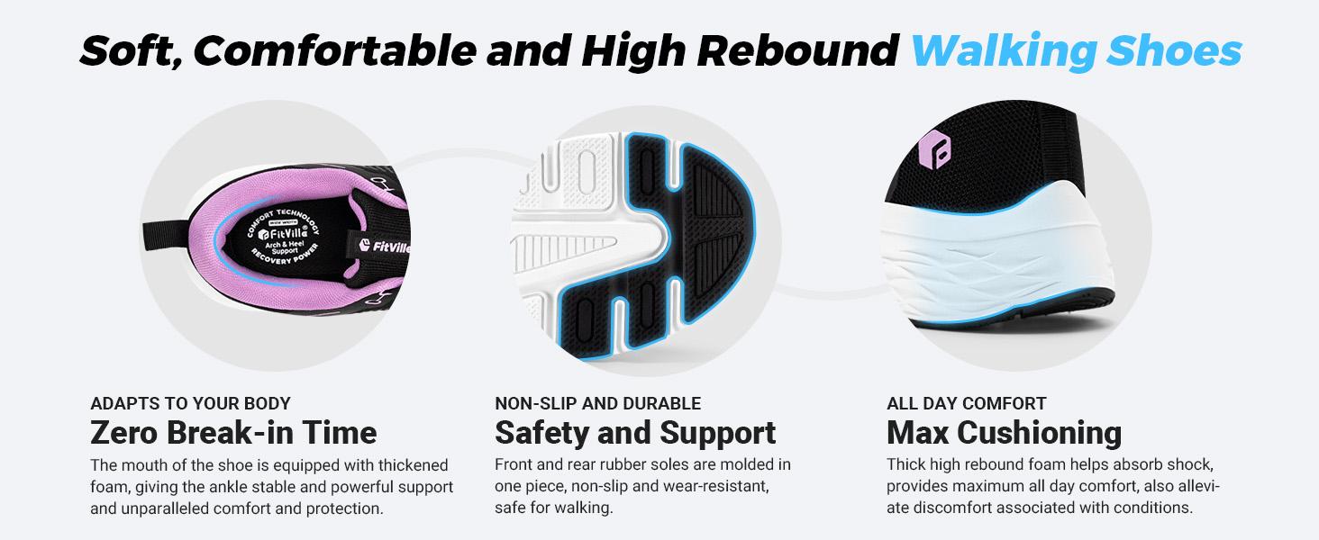 FitVille Women's Cloud Wanderer Stretch Knit Walking Shoes V18 Sneaker Trainer Running Outdoorfun