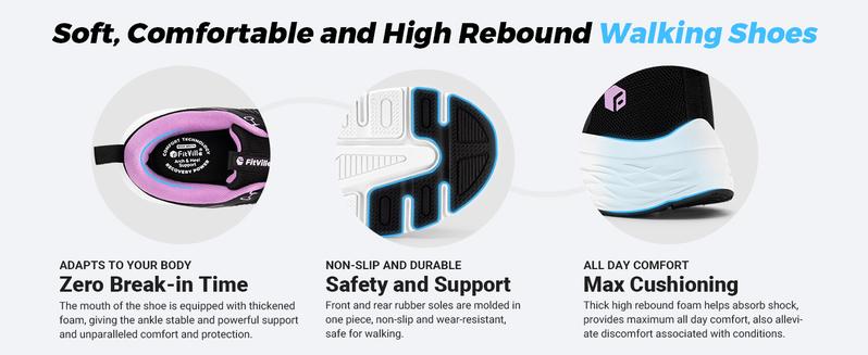 FitVille Women's Cloud Wanderer Stretch Knit Walking Shoes V18 Sneaker Trainer Running Outdoorfun