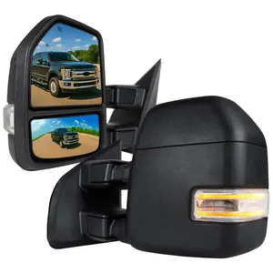 2017-2019 Ford F-250/F-350/F-450/F-550 Power Adjustable, Heated, & Manual Extendable Towing Mirrors w/ LED Turn Signal, Clearance, & Auxiliary Lights