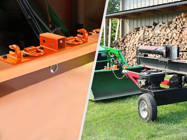 Nilight 3/8" Tractor Bucket Grab Hooks with 1/2" Tie Down Ring and 2" Receiver Grade 70 Forged Steel Bolt-On for John Deere Compact Tractor Bucket RV UTV Truck Max 4700LBS, Orange Open Pipes Parts Vehicle Tires Titanium Exhaust