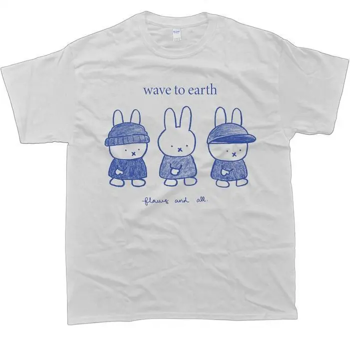 Men's Wave To Earth Miffy Printed Casual Streetwear Top, Cute Soft Unisex T-Shirt Garment, Prints