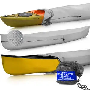 SAVVYCRAFT Waterproof Canoe and Kayak Cover Heavy-Duty 600D Marine-Grade Polyester All-Weather Protection UV-Resistant Secure Fit Easy Access Compact Storage