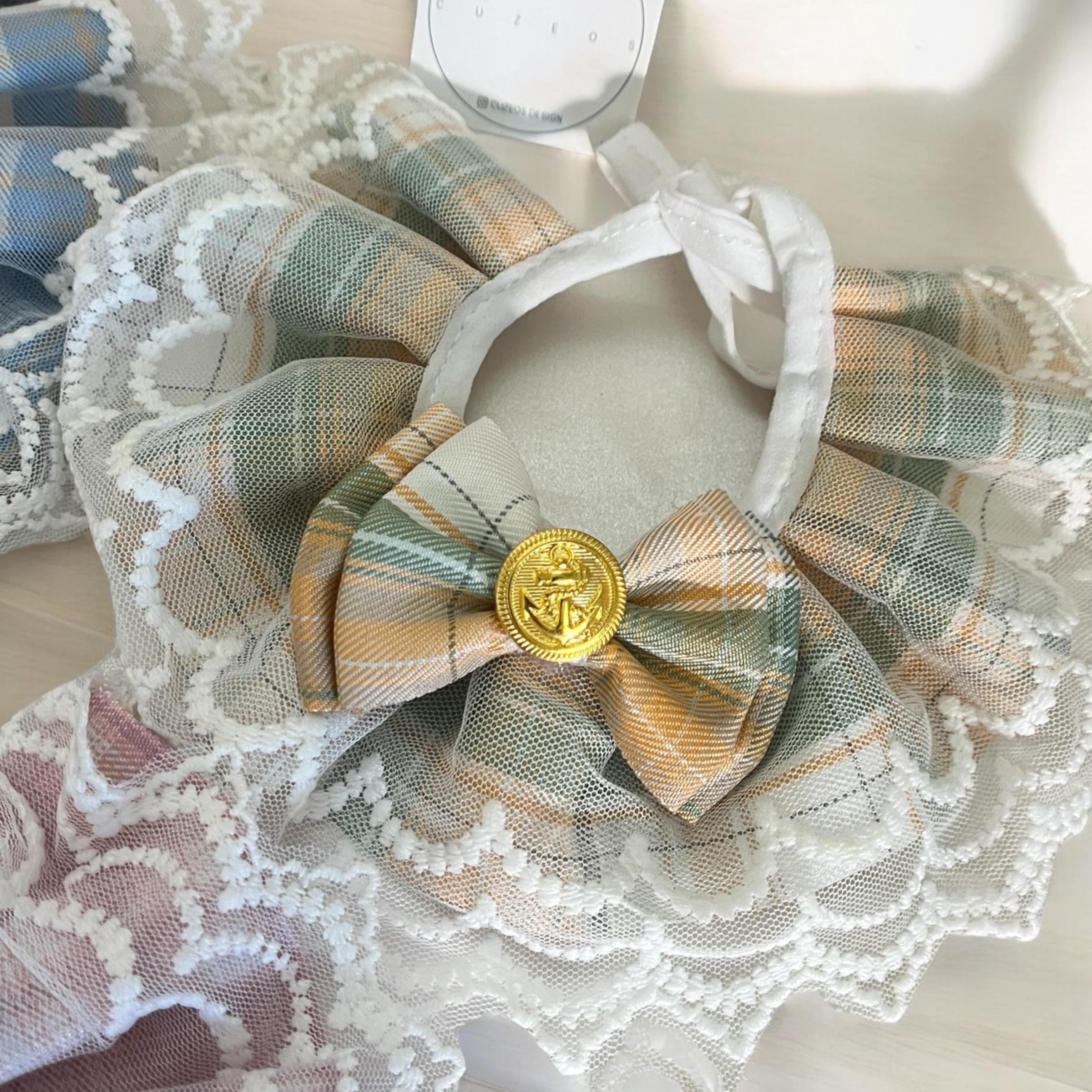 Classic Plaid & Lace Pet Collar – Timeless Elegance for Your Furry Friend Classic Plaid & Lace Pet Collar – Timeless Elegance for Your Furry Friend