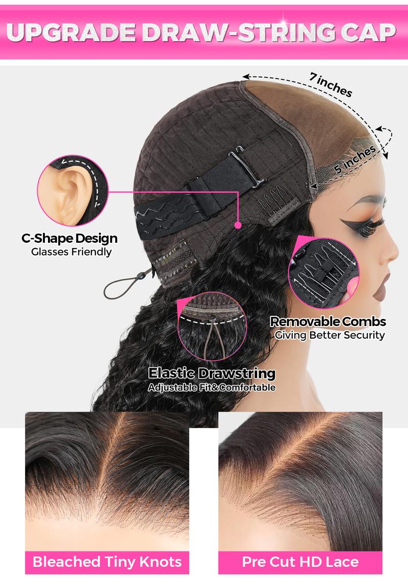 CurlyMe Wear Go Glueless 250% Density Burmese Curly Human Hair Wig Pre-Bleached Pre-cut HD Lace Front Wig - Natural Black #TikTokShopBlackFriday