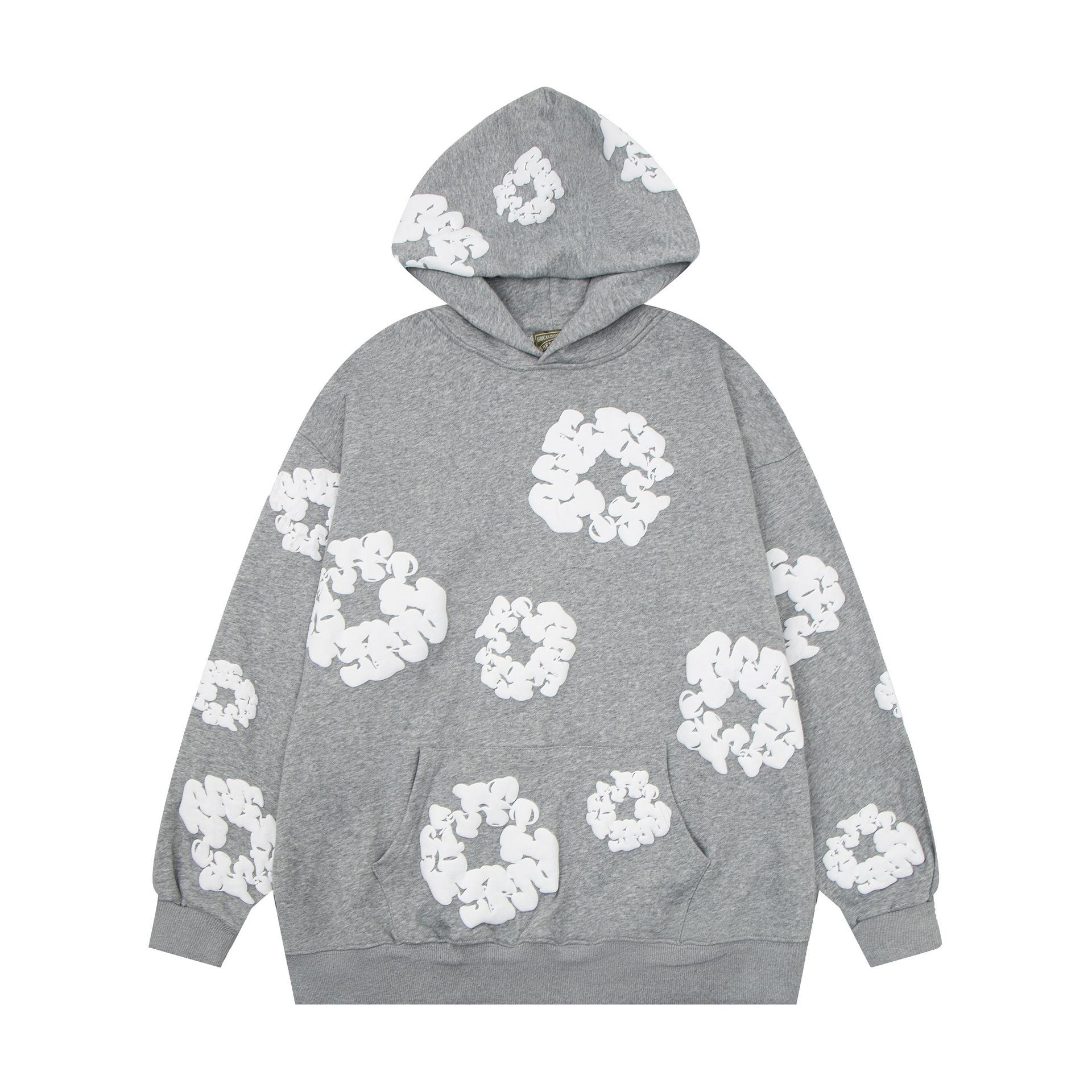 Harajuku Casual Loose Hoodie with Flower Print for Men and Women