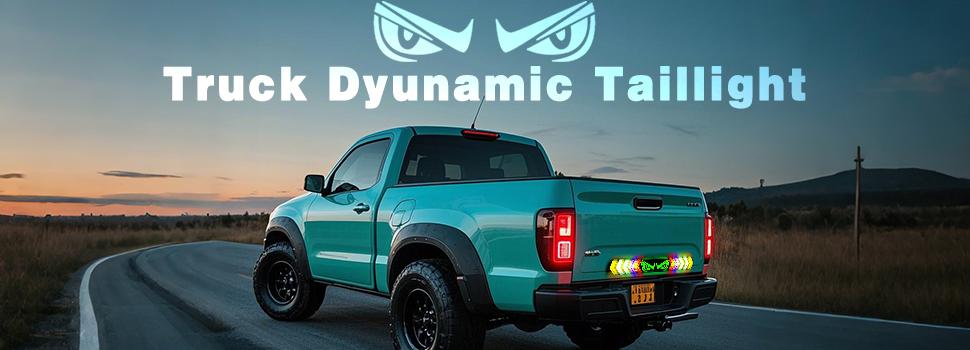 DIBMS 24'' Devil Eyes LED Tailgate Light Bar Strip for Trucks, IP65 Waterproof, RGB Brake Turn Running Reverse Mode,Truck Daytime Running Light Kits,Led Car Ambient Light