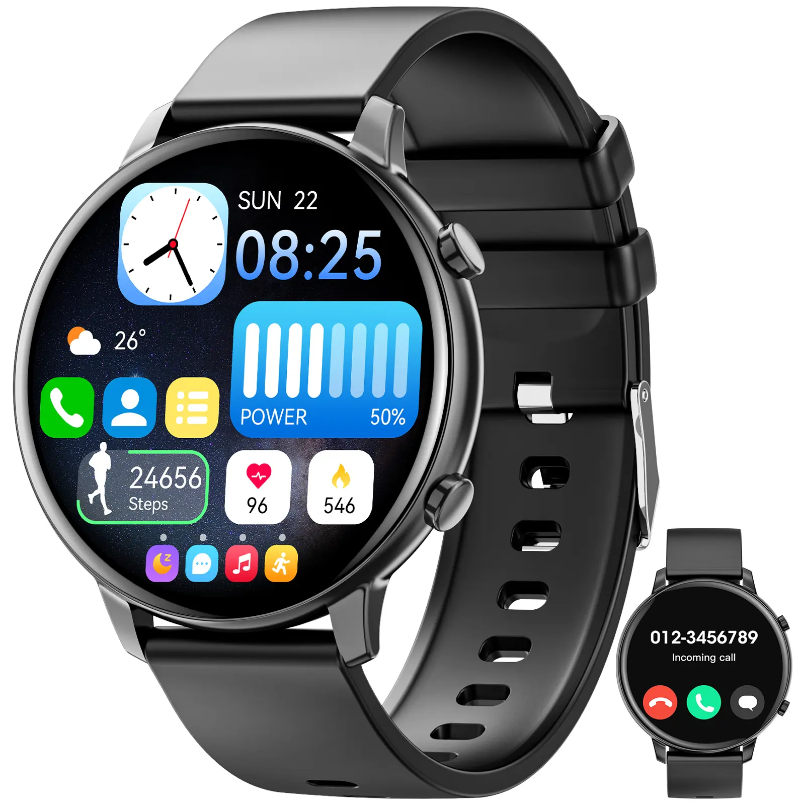 Men's Women's Smartwatch, 1.39 Inch Round Smartwatch with Fitness Tracker, Message Reminder/Call Reminder/Multi Sports Mode/Make Calls, for Android and iPhone