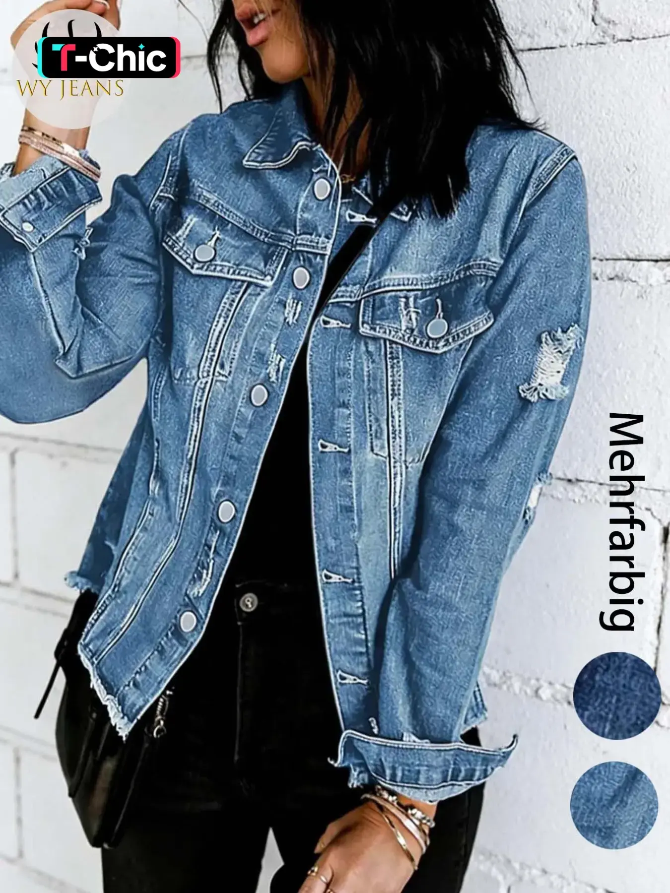 Women's Fitted Long Sleeve Button Front Jacket Coats, Light Wash Casual Plain Design, All Season Wear, Essential Fashion Item for Every Wardrobe, Fitted Outerwear, Womenswear