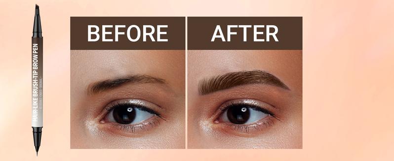 iMethod 4D Brow Pen, 2-in-1 Eyebrow Pencil with Waterproof Microblading and Dual-Ended Eyeliner Brush for Natural Brow Makeup and Eyelash Line