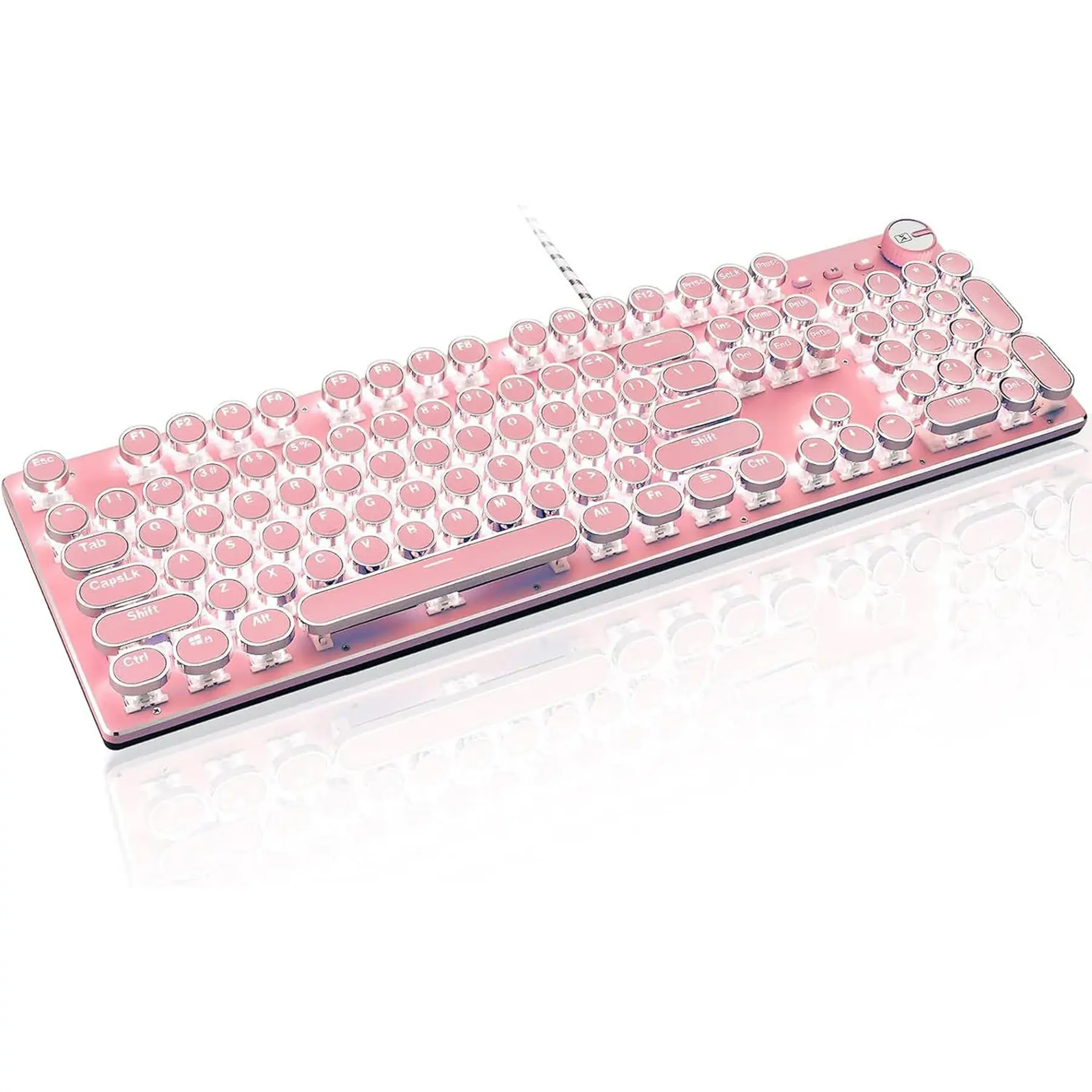 X9 Gaming Mechanical Keyboard, LED Backlight, 104 Key Anti-Ghosting Blue Switches, Tactile Feedback Keyboard, Wired Cute Keyboard, Round Keycaps, Desktop/laptop
