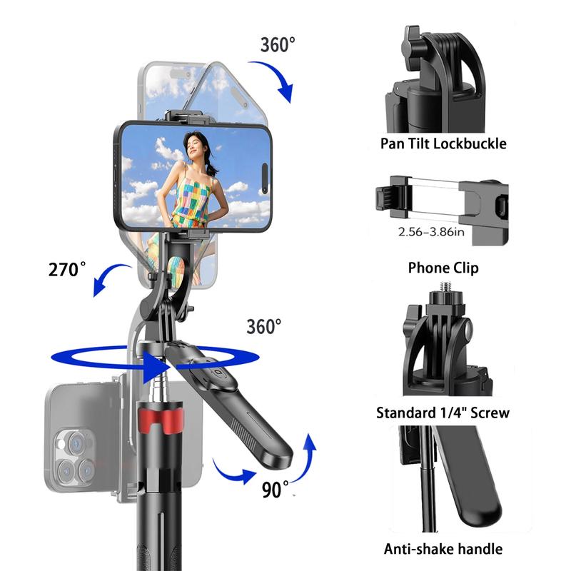 TIKBBRMG Phone Tripod and Selfie Stick 70.8In Extendable Phone Stand with Light with Wireless Remote Rotatable Grip for Travel/Selfie/Recording/Vlogging, Compatible with Iphone/Android (Black)