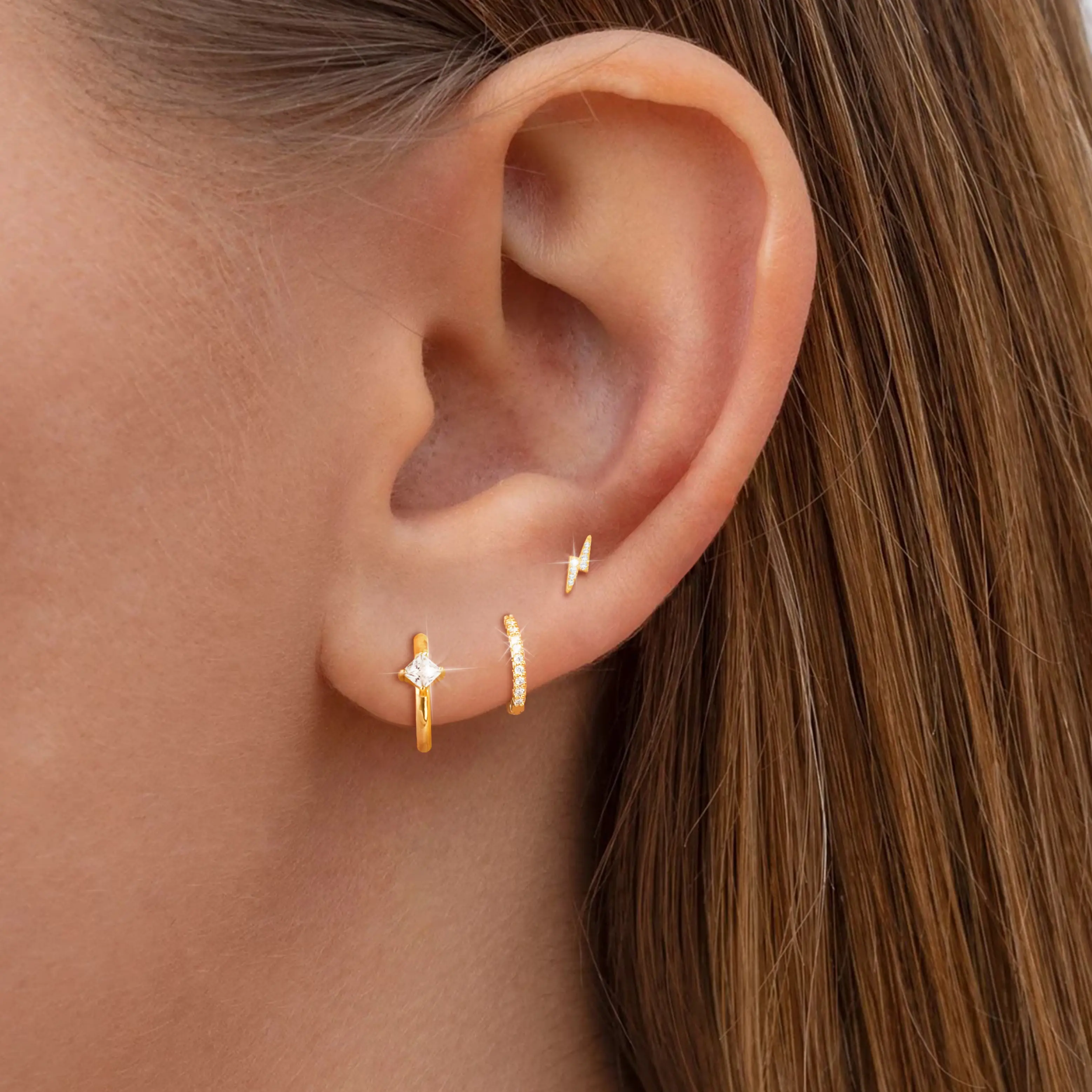 Dearmay 3 Pairs Gold Hoop Earrings Set Dainty Stud Earrings Trendy Small Gold Layered Greenish Spring Hypoallergenic Dangle Cartilage Huggie Hoop Earrings for Women Gold Jewelry for Women Gifts Greenish Spring