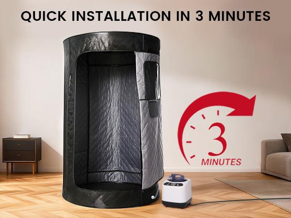Syvio Portable Sauna Box for Relaxation, Detoxification, Steam Sauna Tent for Home with 3.0L Steamer, Folding Chair, Remote Control, Doormat, 9 Levels, 3.6' x 3.6' x 5.9', Circular