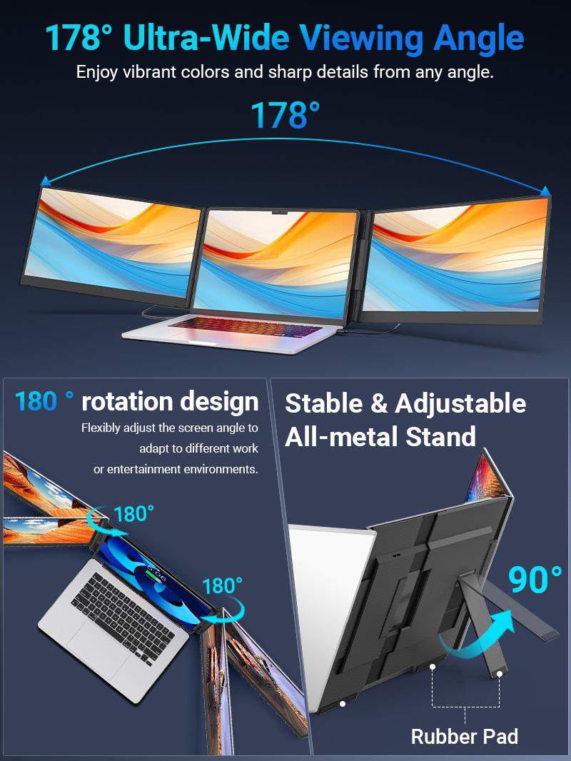 【TikTokShopSpringGlowUp】Cevaton 15.6" Laptop Screen Extender, 1080P FHD Dual Portable Monitor for Laptops, Ultra-Slim Travel Dual Monitor Fit for 13-17.3" Laptops, USB-C Plug&Play Extended Screen Compatible with Win/Mac/Android 【TikTokShopSpringGlowUp】Cevaton 15.6" Laptop Screen Extender, 1080P FHD Dual Portable Monitor for Laptops, Ultra-Slim Travel Dual Monitor Fit for 13-17.3" Laptops, USB-C Plug&Play Extended Screen Compatible with Win/Mac/Android