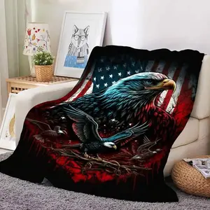 Eagle-pattern soft rug, anti-shrinkable portable warm soft rug, Christmas decoration for bedroom accessories, cool bedroom, nap rug for family and office, Christmas gift, Christmas decoration items