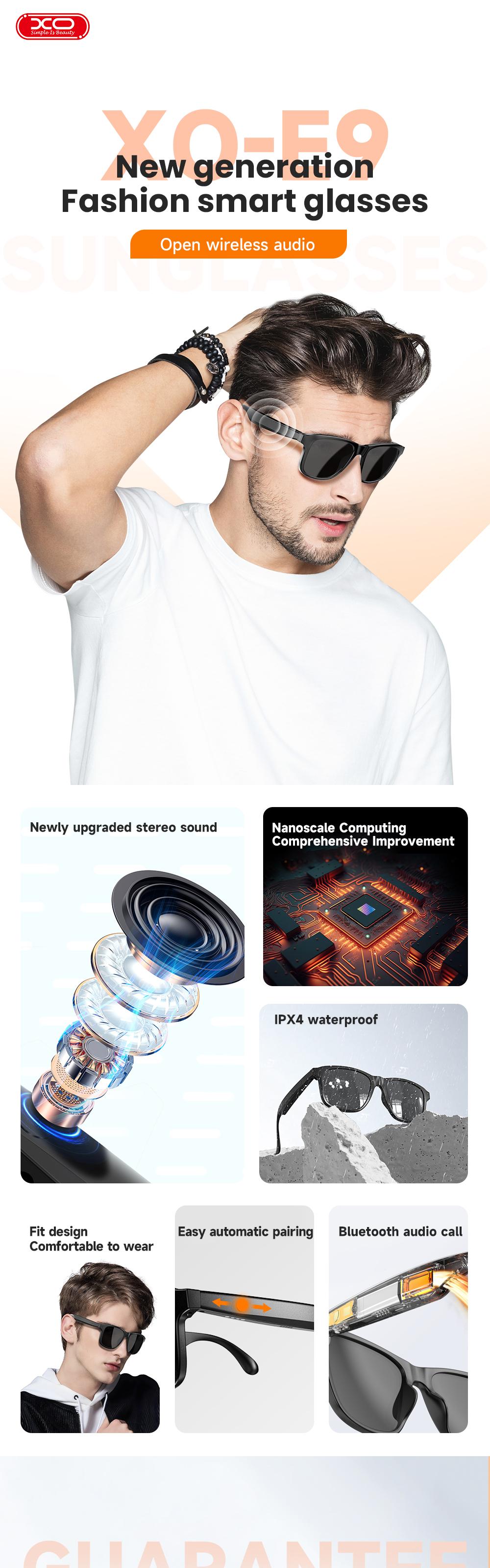 Smart Glasses, Bluetooth Sunglasses Audio Eyewear, Built-in Mic & Speakers, Athletic/Outdoor UV Protection Unisex, Summer,Waterproof, Smart Summer Gear