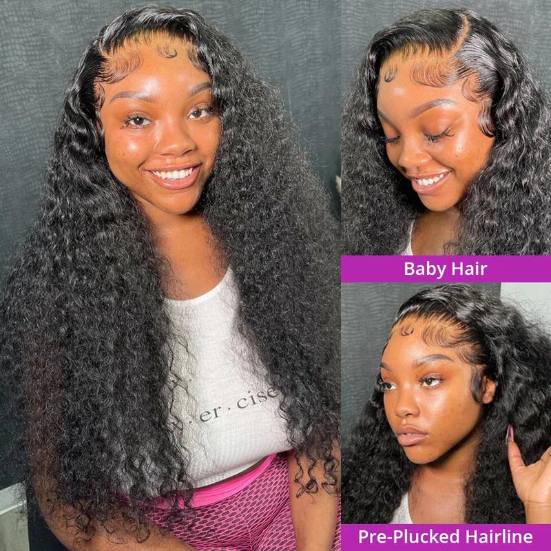 Bling Hair 12~34Inch Brazilian Kinky Culry 13x4 Transparent Lace Frontal Human Hair Wig Hair Pre-Plucked 180Density 4x4 Lace Closure Curly Hair Wigs For Women TikTokShopBlackFriday