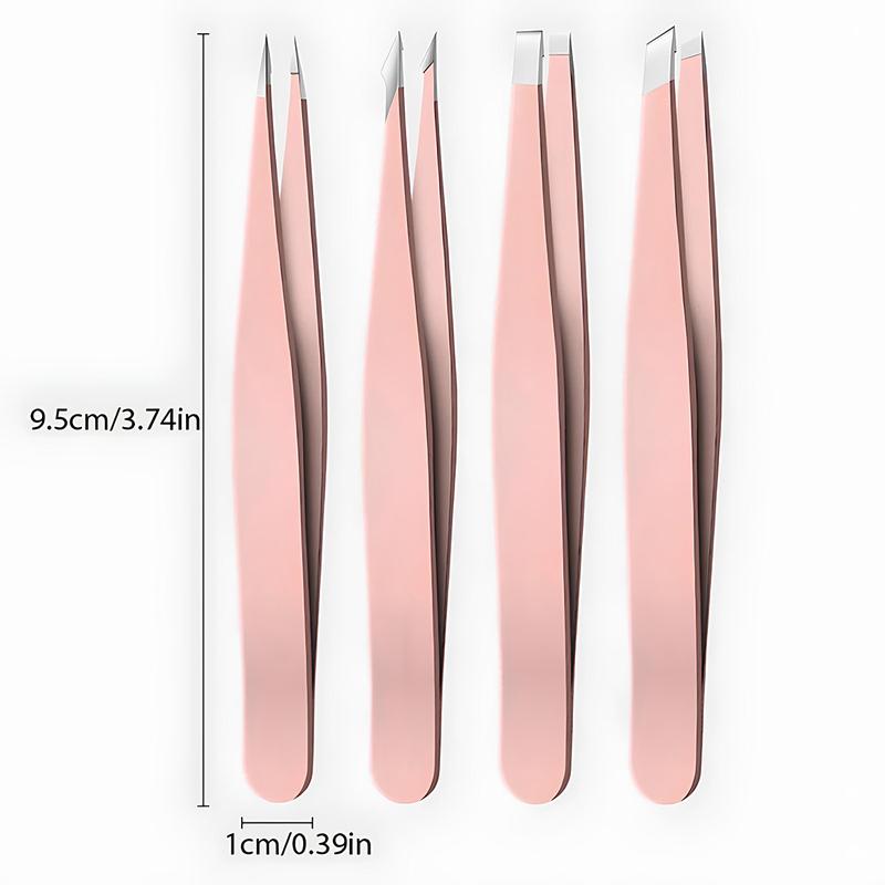 Tweezers for Women Facial Hair,4 in 1Pack Tweezers for Eyebrows,Tweezer Set for Ingrown Hair, High Precision Stainless Steel Eyebrow Tweezers for Facial Hair Daily Beauty Tool Travel for Gifts Makeup Cosmetic