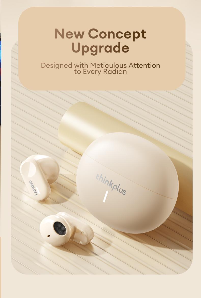 Lenovo LP19 In-Ear Wireless Earbuds with Bluetooth 5.1 for Faster, More Stable Connection, 360° Surround Sound, Hi-Fi Audio Quality, Smart Compatibility, Wireless Headphones for Music & Phone Calls