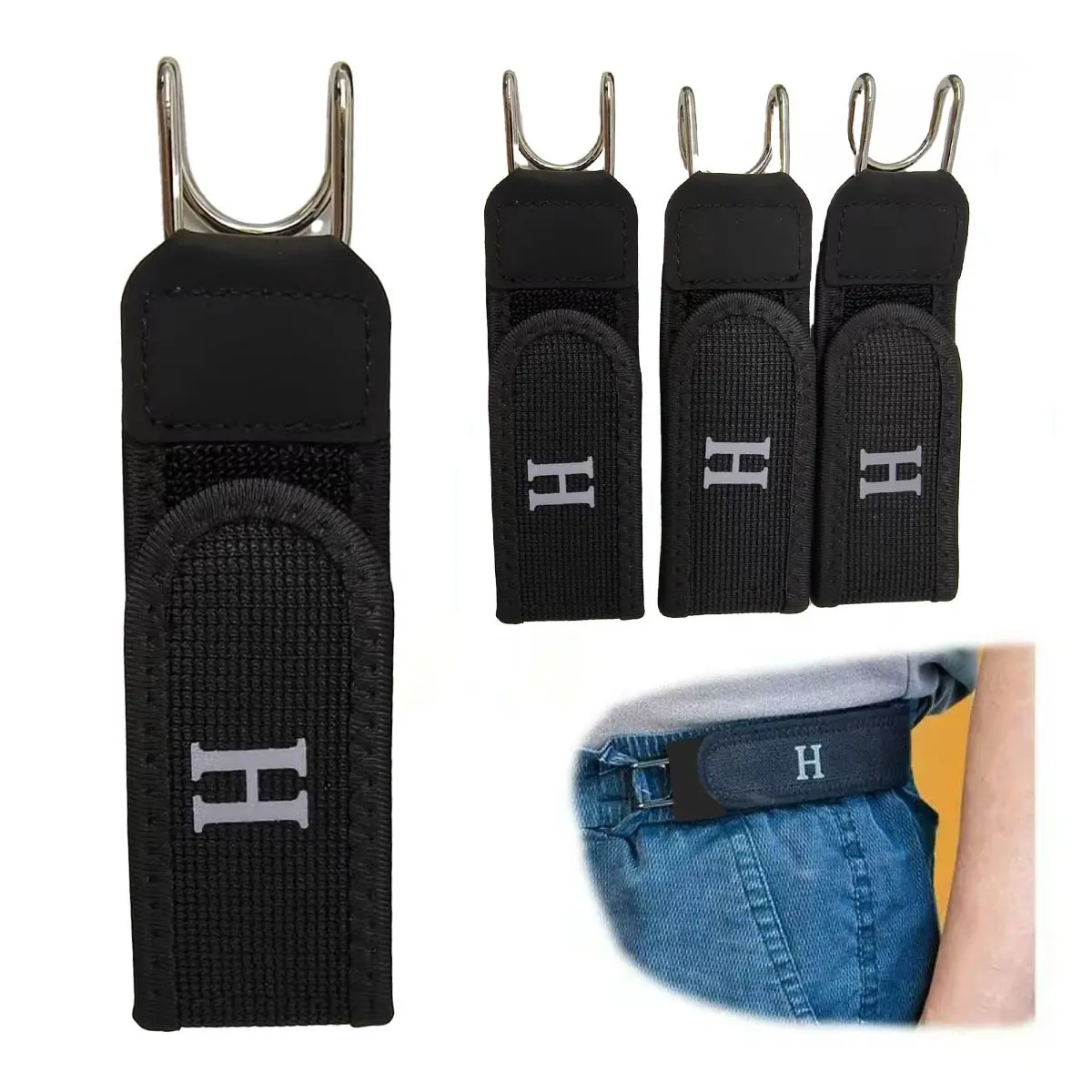 Buckleless Belt Hooks Tactical Metal Hook Elastic Belt 2pcs Unisex Adjustable Invisible Waist Belts for Comfortable Daily Wear