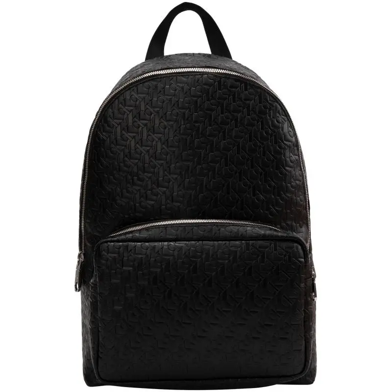 Calvin Klein Men's Campus-Style Full-Logo Zipper Backpack, Space Black Adjustable Casual Travel Durable Trendy Large-Capacity Synthetic Backpack, Adjustable Backpack, Casual Travel Backpack