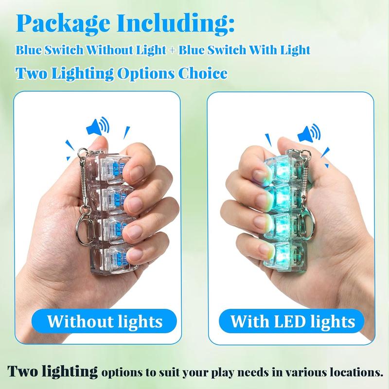 Keyboard-style charm, four-in-one stress-relief keychain, transparent color, non-illuminated, comes with a portable ring, a cute little accessory for keys or bags （1 pack )