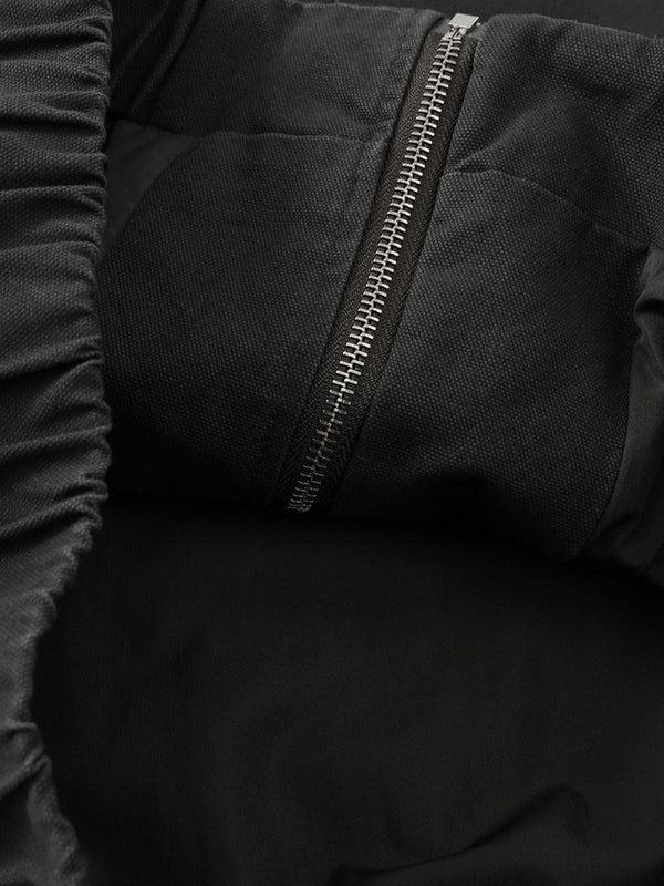 Aelfric Eden Metal Button Boxy Jacket Black Long Sleeve Stand Collar Slant Placket Unisex Fashion Street Jacket Retro Y2K