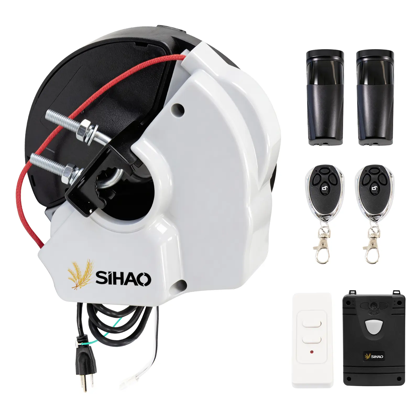 Automatic Roll Up Door Opener, 24V DC 350N/77LBS Powerful Motor, Garage Roller Door Opener with Infrared Safety Sensor, Auto Reverse, Soft Start & Stop