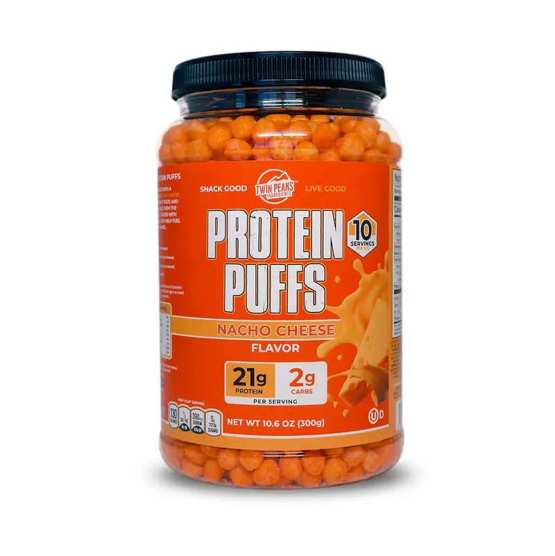Protein Puffs - (Nacho Cheese), Keto Friendly, Low Carb Snack (300g, 21g Protein, 2g Net Carbs, High Protein, Healthy Crunchy Snack).