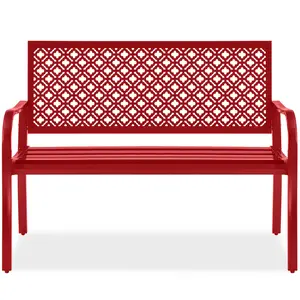 Best Choice Products Indoor Outdoor Steel Garden Bench w/ Geometric Backrest, Foot Levelers