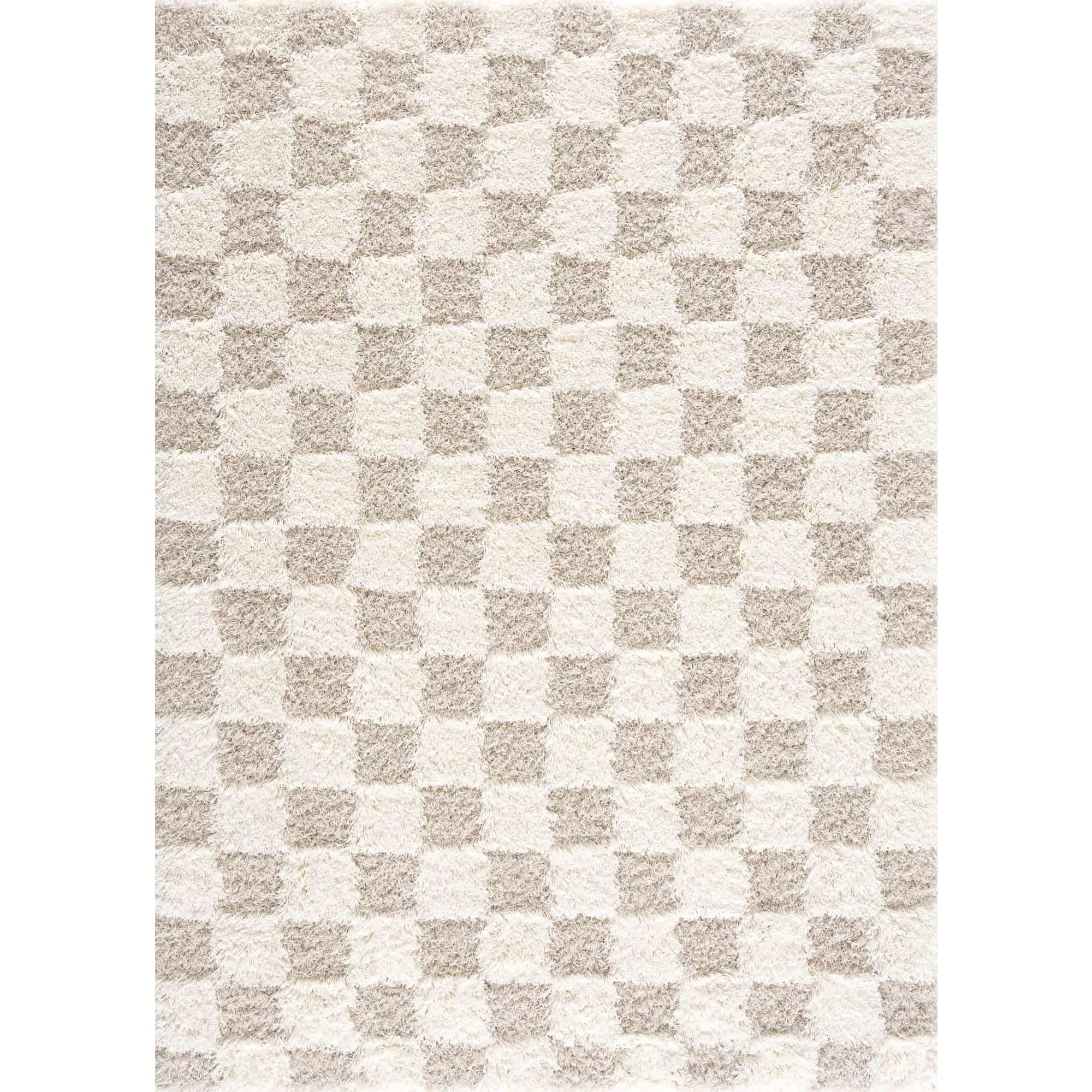 Atira Light Brown Checkered Area Rug Perfect for any room