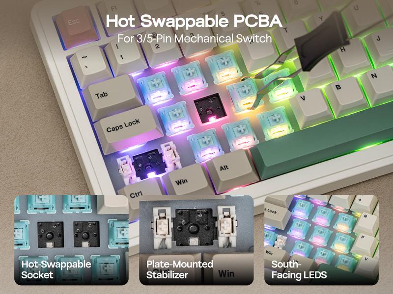 EPOMAKER RT82 Wireless Mechanical Keyboard with Screen, QMK/VIA Custom 2.4GHz/USB-C/BT5.0 Hot-Swappable Gasket  South-Facing RGB Backlight 5-Paddings, PBT Keycaps  keyboards for gaming creamy keyboard TikTokShopJumpstartSale