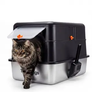 TOPYANGS XL Stainless Steel Trash Can (with Lid) features a high-sided, enclosed design for easy cleanup and effective spill prevention. Dimensions: 22.8 x 15.3 x 14.5 inches Litter Box