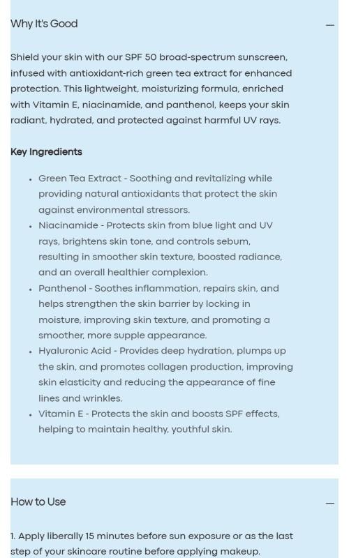 Green Tea SPF 50 Daily Defense Sunscreen Green Tea SPF 50 Daily Defense Sunscreen