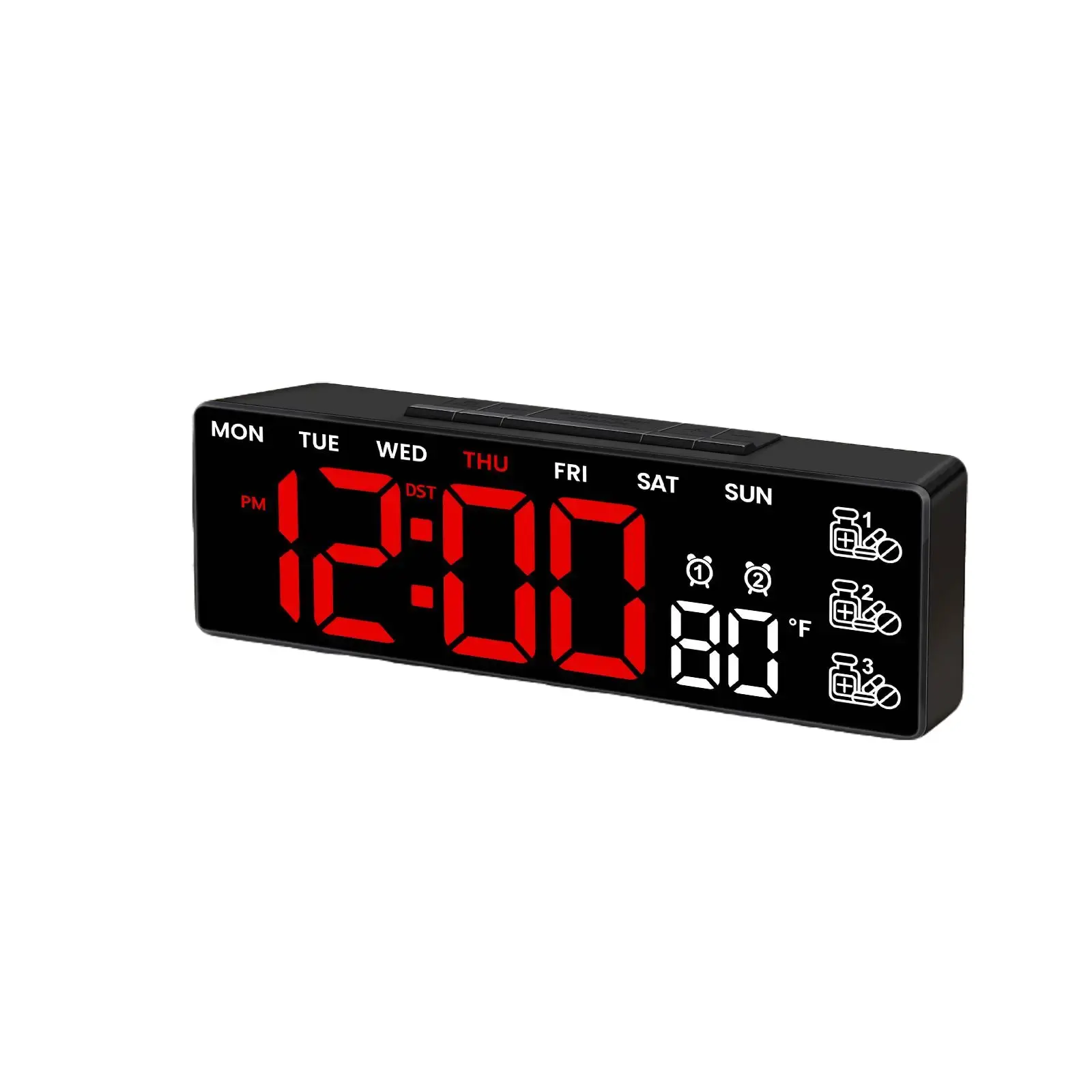 7" Vintage Square Digital Desk Clock - LED Display, USB Charging, Medication Reminder, Date, Temperature, DST, ABS Material, Multi-Function Elderly-Friendly Alarm Clock, Home Supplies, Auspicious Birthday Gift for Bedroom Decor, 7" Large
