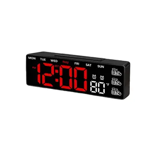 7“ Large Digital Desk Clock with Big LED Digits, Medication Reminder, Date, Temperature & DST, Elderly Friendly Alarm Clock for Bedroom, Kitchen, Christmas Gifts for Grandma Grandpa