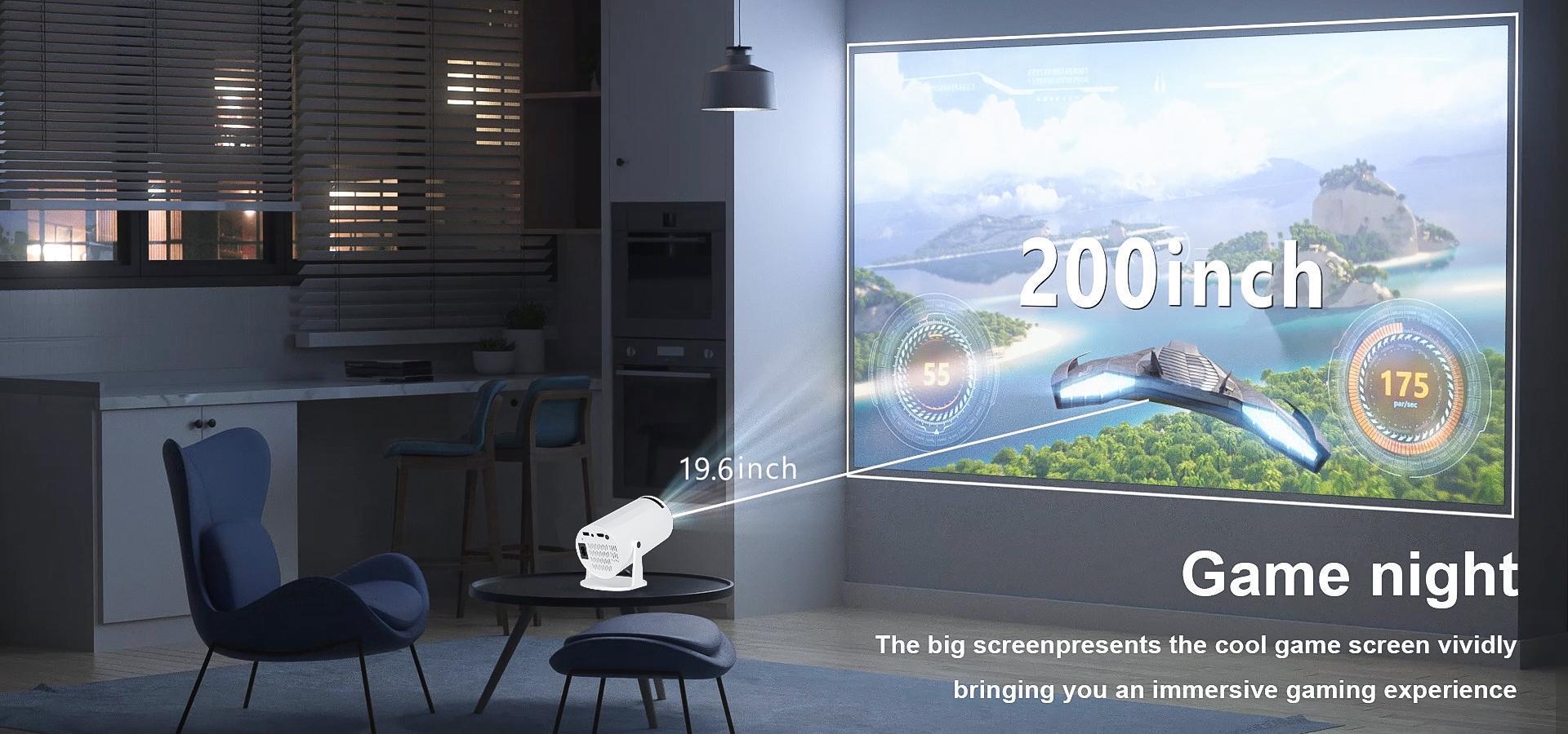 Mini Projector with WiFi & Bluetooth, 4K Supported Portable Movie Projector, Manual Focus, 210° Rotation, 130'' Large Screen Smart Projector, Compatible with HDMI/Phone/TV Stick, for Bedroom & Outdoor Use and Bluetooth Projector