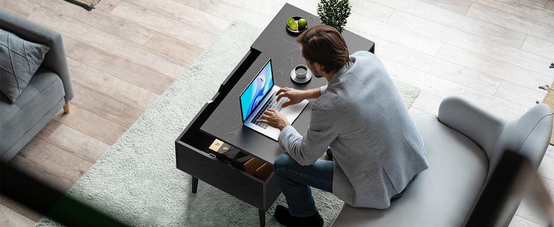 Modern Lift Top Coffee Table with Storage Shelf & Hidden Compartment for Living Room & Dining Room - Simple Style & Easy Assembly