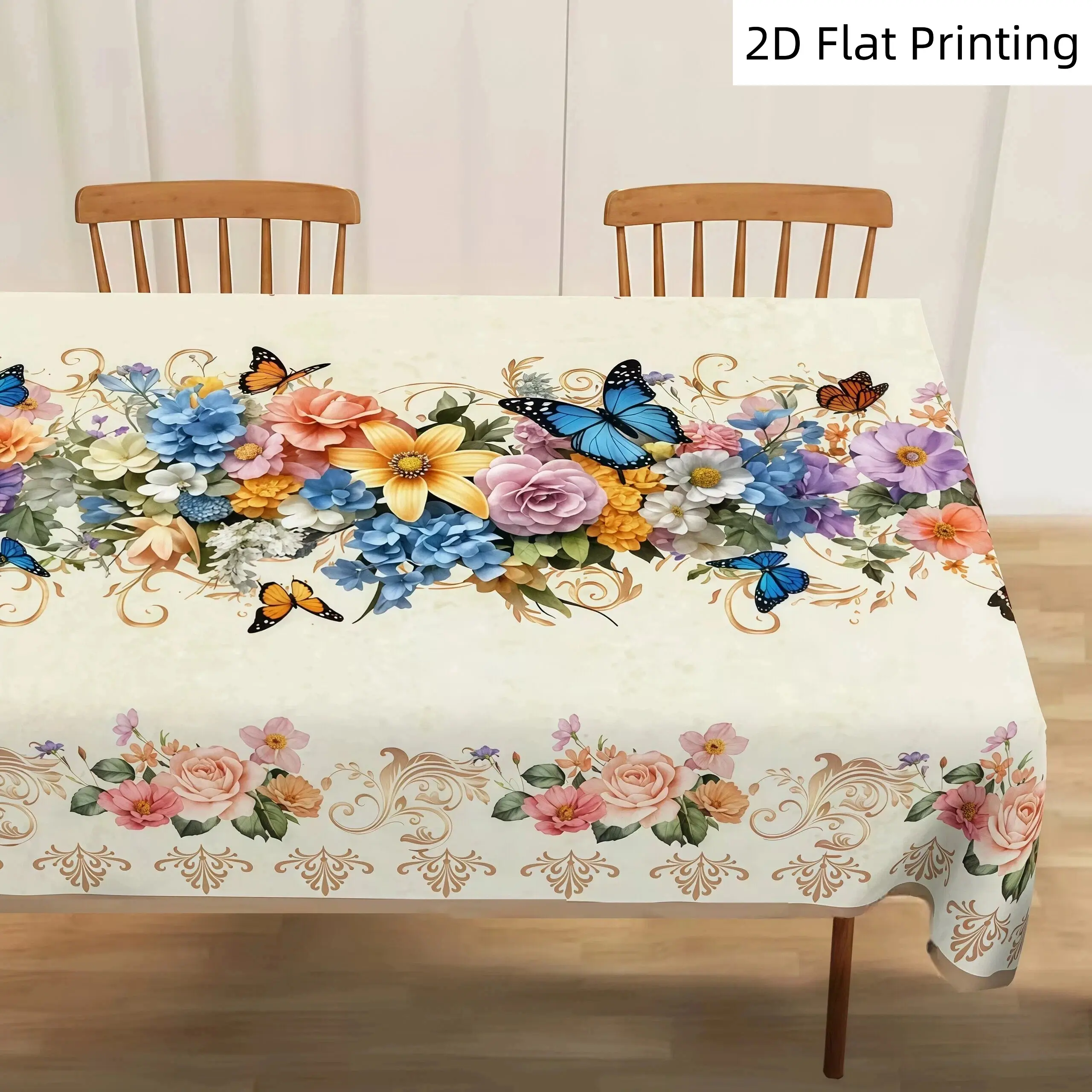 Disposable Floral Outdoor Tablecloths - Elegant Colorful Flower-Butterfly All-Over Print, Portable, Indoor/Outdoor Use, Spring Gift Pick for Home Decoration, Holiday Parties, Portable Outdoor Tablecloths